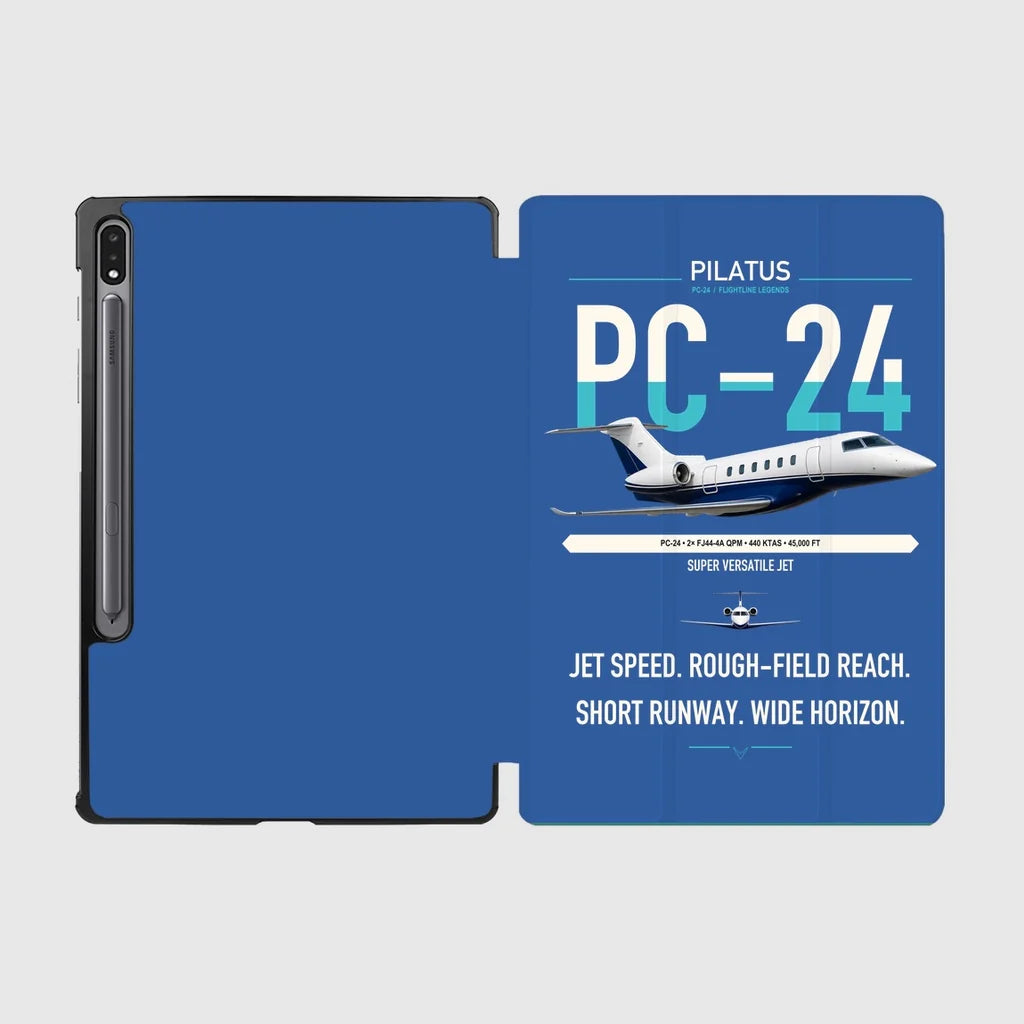 Pilatus PC-24 design on blue samsung tablet tablet case