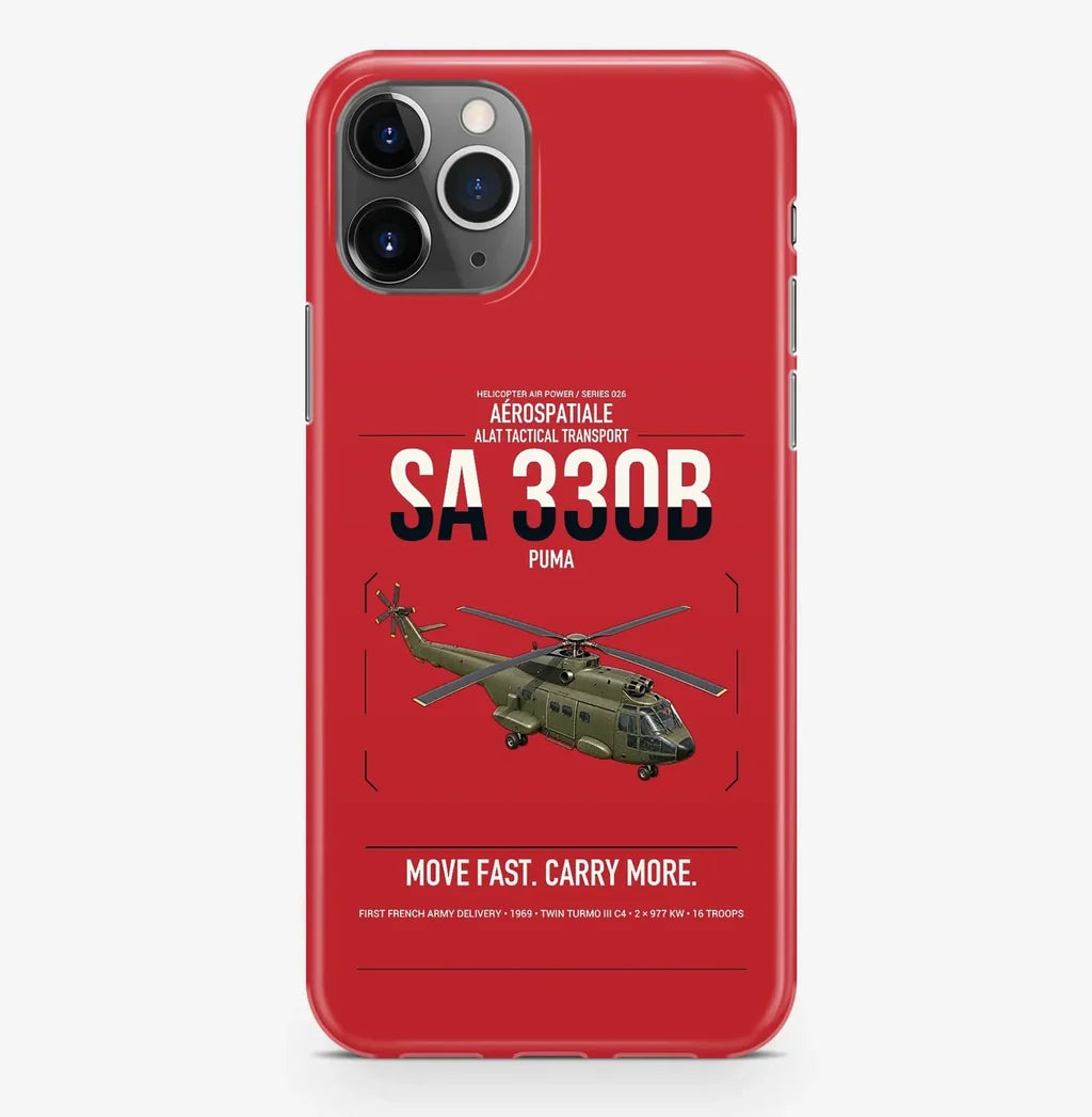 Aérospatiale SA 330B Puma design on red magsafe iphone case, for iPhone Pro Max