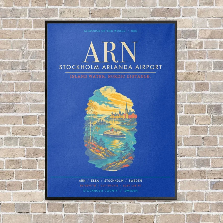 Stockholm Arlanda Airport ARN - Canvas Framed - Blue