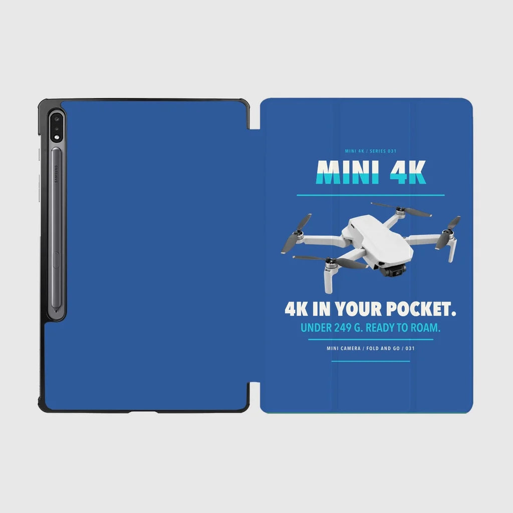 DJI Mini 4K design on blue samsung tablet tablet case