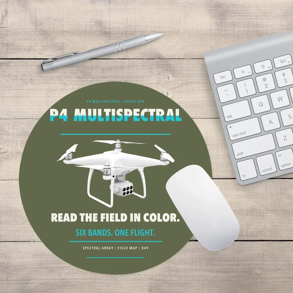 DJI P4 Multispectral design on green army round mouse pad