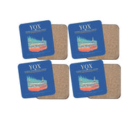 Thumbnail for Gander International Airport (YQX) design on blue 4 pieces set coaster