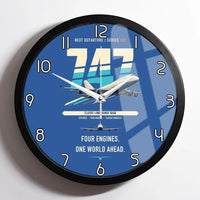 Thumbnail for Boeing 747-400 design on blue framed wall clock