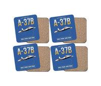 Thumbnail for A-37B Dragonfly design on blue 4 pieces set coaster