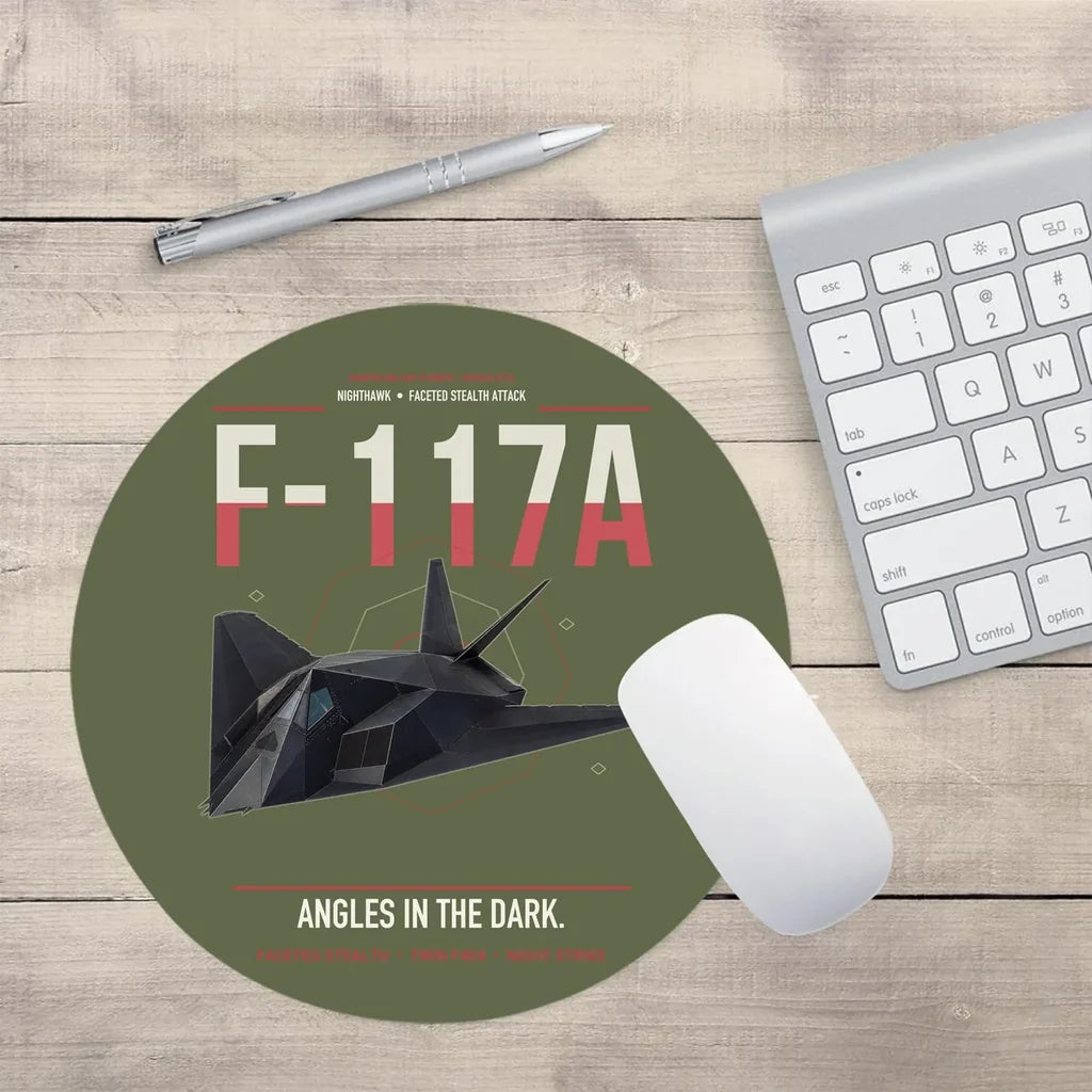 F-117A Nighthawk design on green army round mouse pad