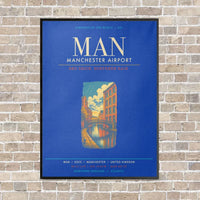 Thumbnail for Manchester Airport MAN - Canvas Framed - Blue