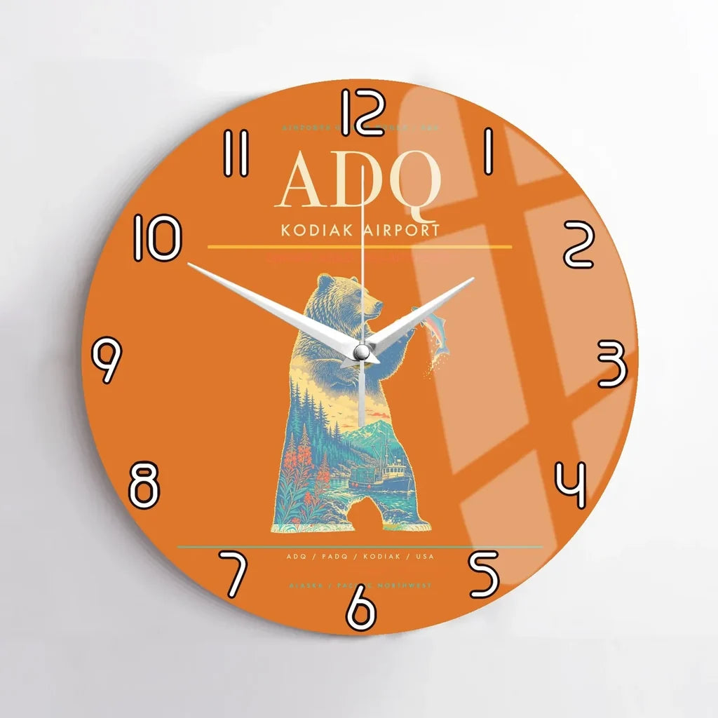 Kodiak Airport ADQ Wall-Clock No-Frame - Orange