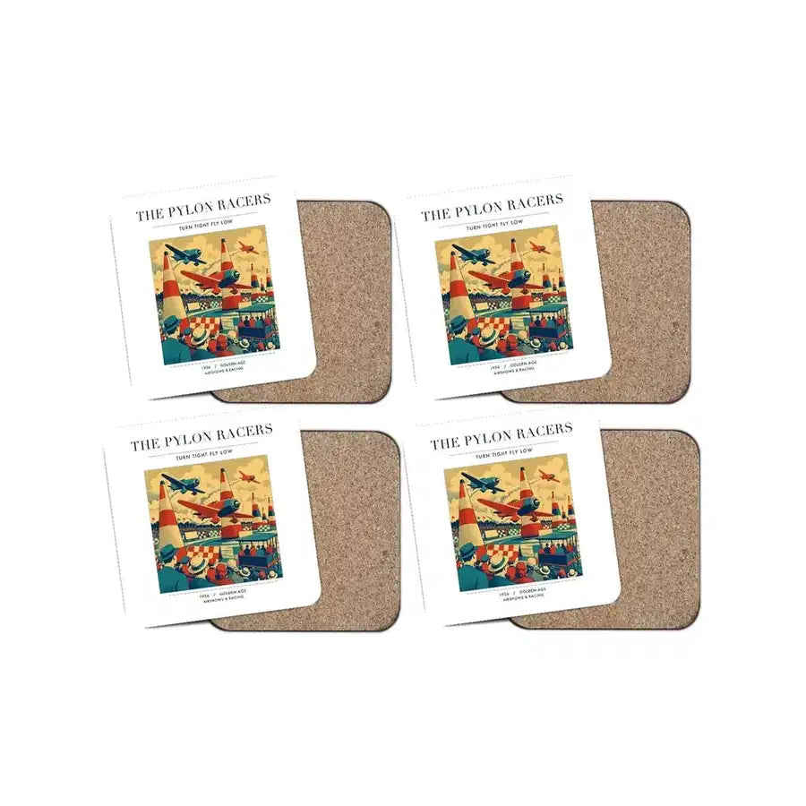 The Pylon Racers - Designed Coasters design on white 4-pieces-set