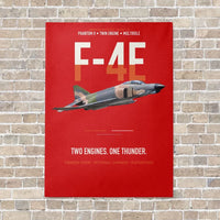 Thumbnail for F-4E Phantom II Two Engines One Thunder vertical canvas print - no frame - red background