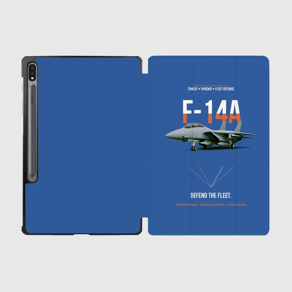 F-14A Tomcat Defend The Fleet design on blue samsung tablet tablet case