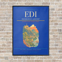 Thumbnail for Edinburgh Airport EDI - Canvas Framed - Blue