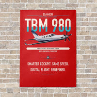 Thumbnail for Daher TBM 980 vertical canvas print - no frame - red background