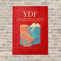 Thumbnail for Deer Lake Regional Airport YDF vertical canvas print - no frame - red background