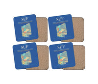 Thumbnail for Lamezia Terme International Airport (SUF) design on blue 4 pieces set coaster