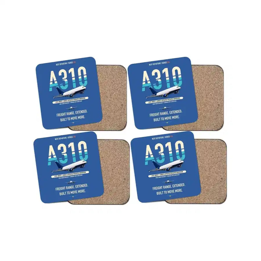 Airbus A310-300P2F design on blue 4 pieces set coaster