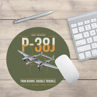 Thumbnail for P-38J Lightning design on green army round mouse pad