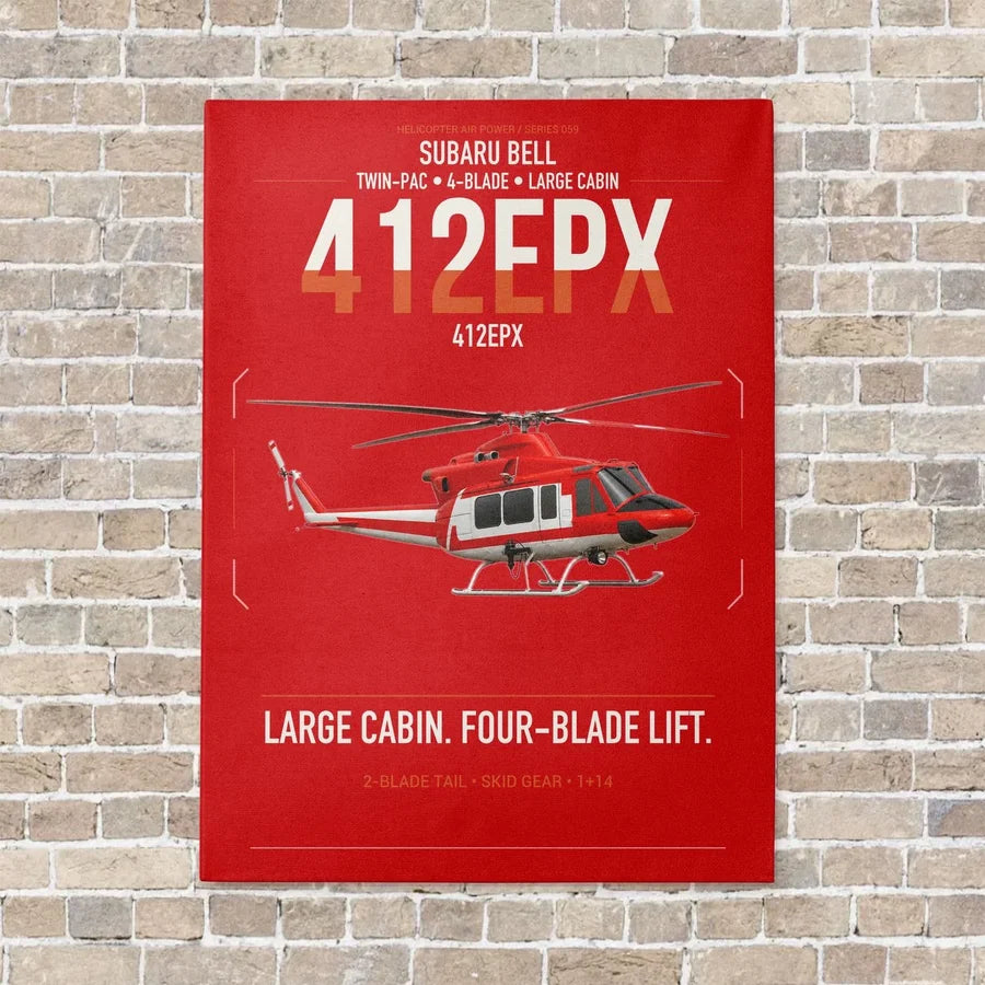 SUBARU Bell 412EPX vertical canvas print - no frame - red background