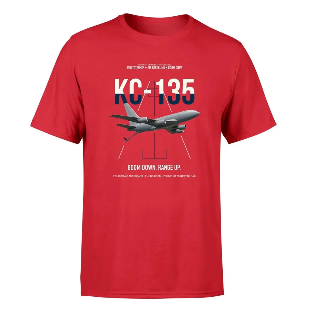 KC-135 STRATOTANKER design on red double-side t-shirt, single-side print