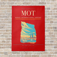 Thumbnail for Minot International Airport MOT vertical canvas print - no frame - red background