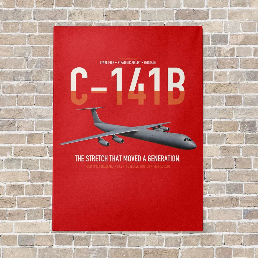 C-141B Starlifter vertical canvas print - no frame - red background