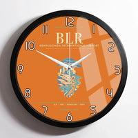 Thumbnail for Kempegowda International Airport Bengaluru BLR - Deccan Garden Silk Loom Wall-Clock Framed - Orange