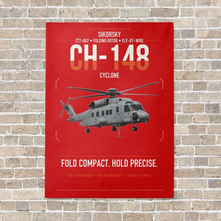 Sikorsky CH-148 Cyclone vertical canvas print - no frame - red background