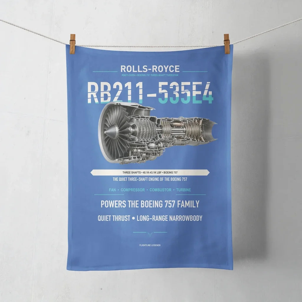 RB211-535E4 design on blue towel