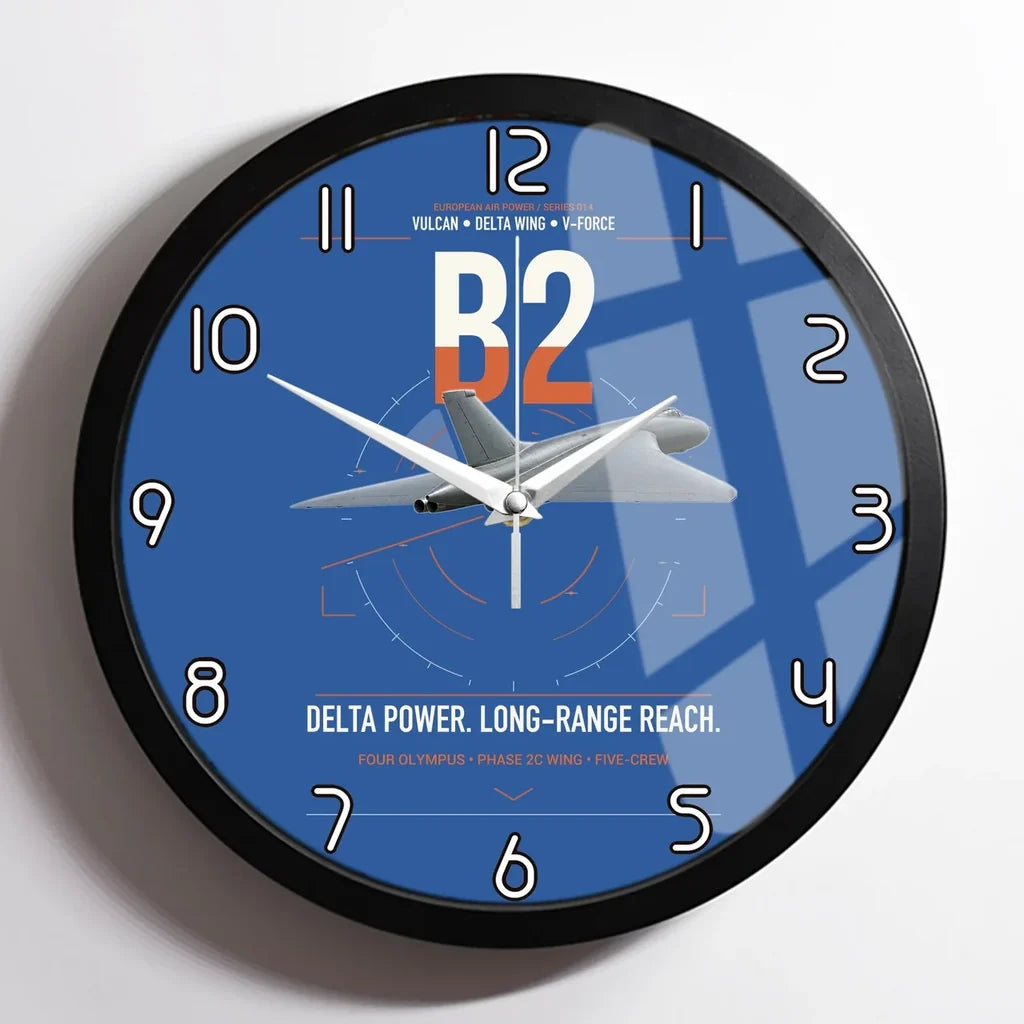 Avro Vulcan B2 design on blue framed wall clock