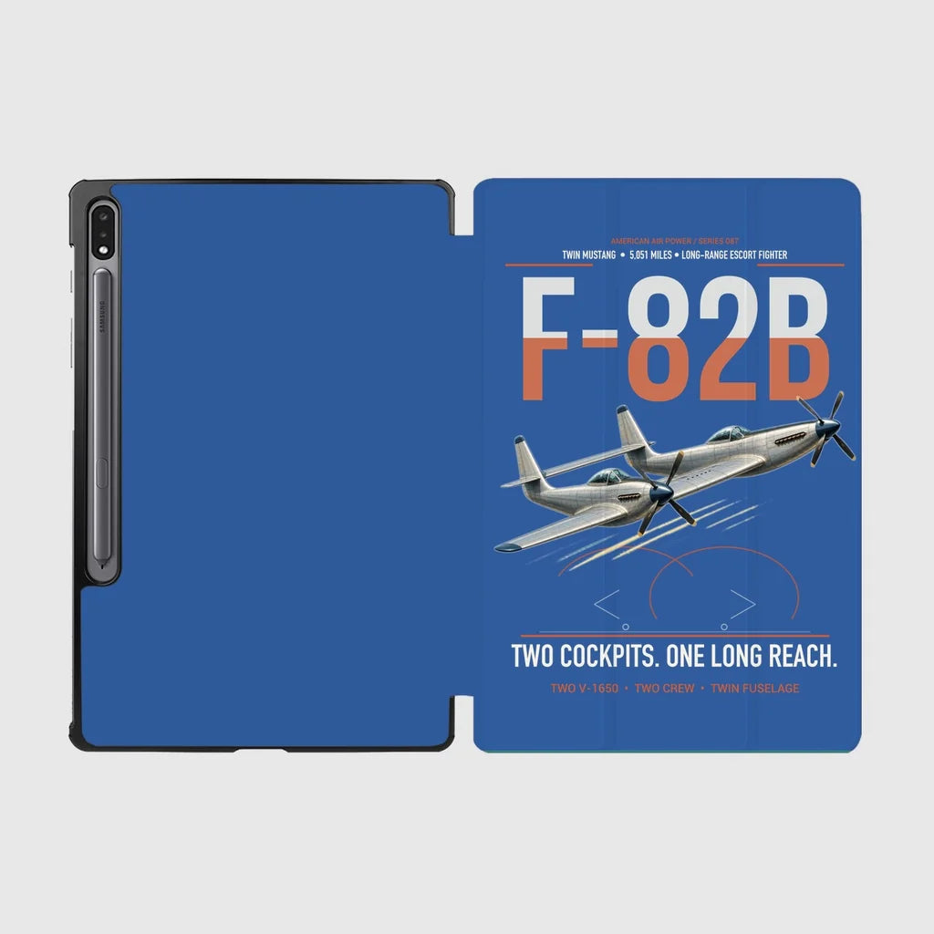 F-82B Twin Mustang design on blue samsung tablet tablet case