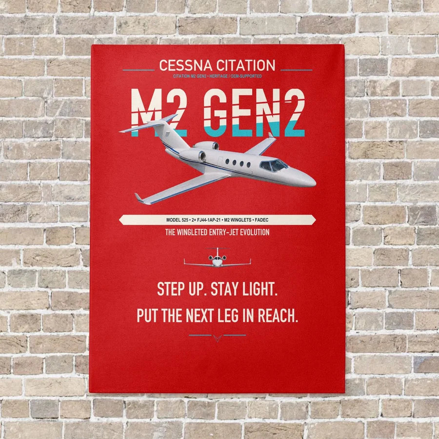Cessna Citation M2 Gen2 vertical canvas print - no frame - red background