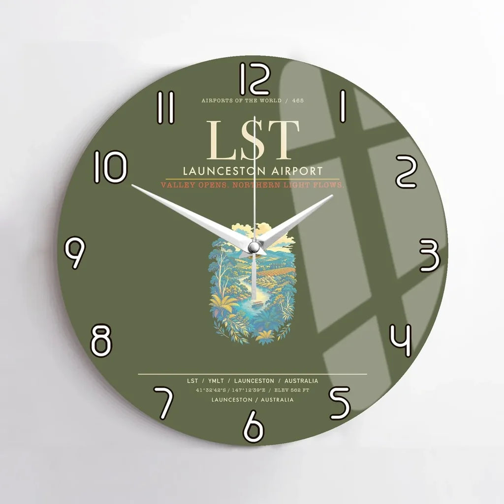 Launceston Airport LST Wall-Clock No-Frame - Green Army