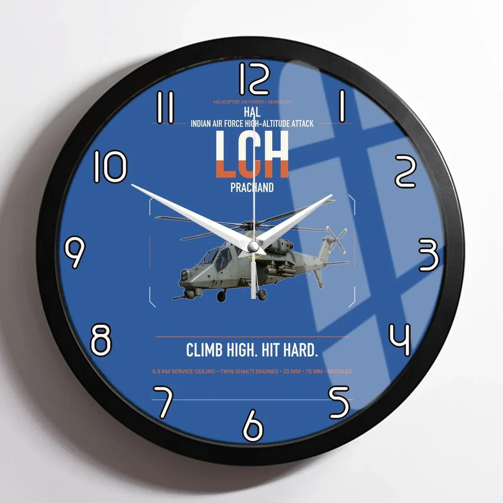 HAL LCH Prachand design on blue framed wall clock