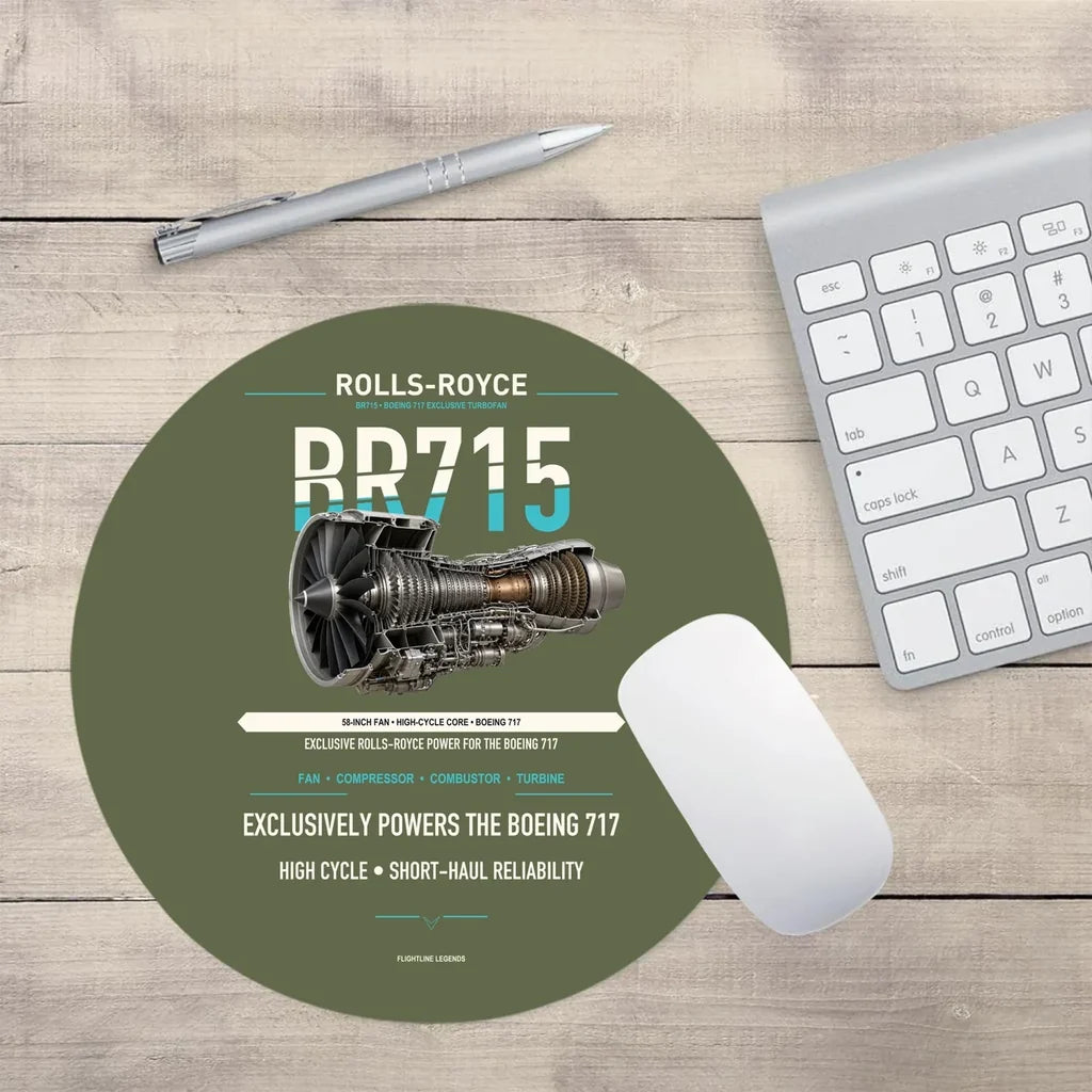 BR715 design on green army round mouse pad