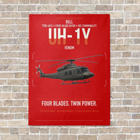 Thumbnail for Bell UH-1Y Venom vertical canvas print - no frame - red background