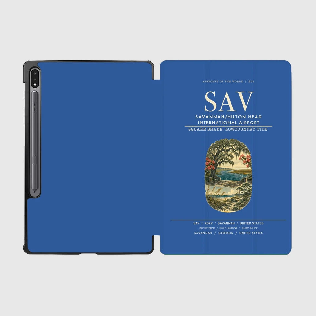Savannah-Hilton Head International Airport (SAV) design on blue samsung tablet tablet case