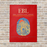 Thumbnail for Erbil International Airport EBL vertical canvas print - no frame - red background