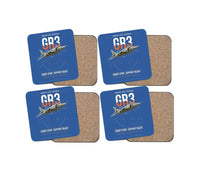 Thumbnail for Hawker Siddeley Harrier GR3 design on blue 4 pieces set coaster