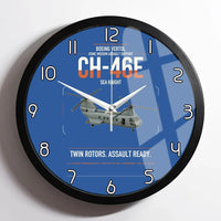 Thumbnail for Boeing Vertol CH-46E Sea Knight design on blue framed wall clock