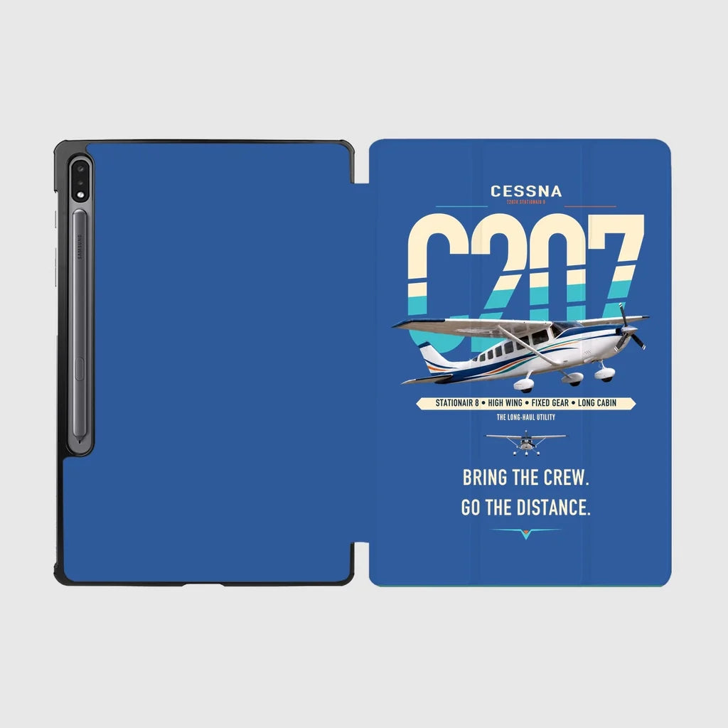 Cessna T207A Stationair 8 design on blue samsung tablet tablet case