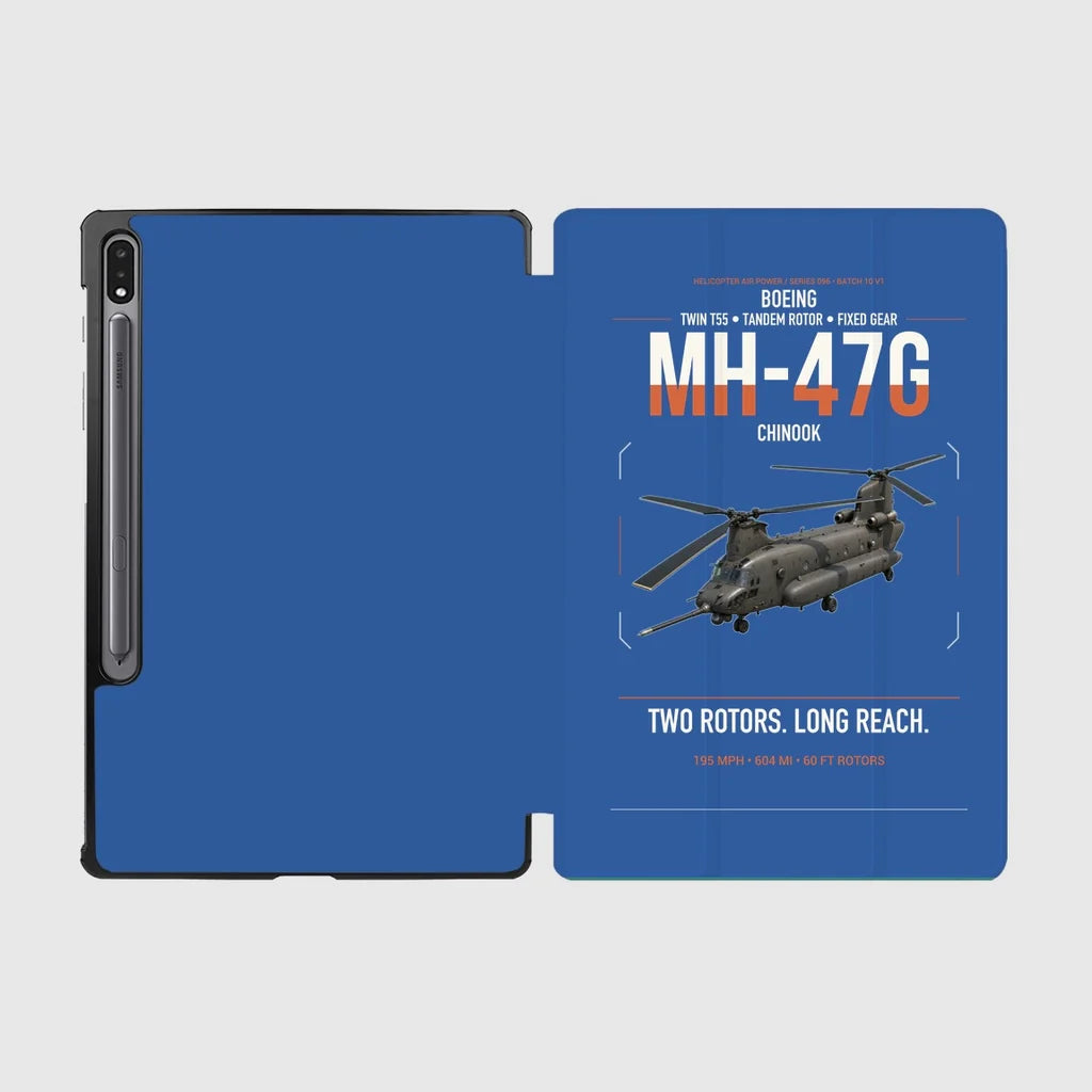 Boeing MH-47G Chinook design on blue samsung tablet tablet case