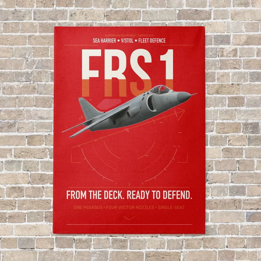 British Aerospace Sea Harrier FRS.1 vertical canvas print - no frame - red background
