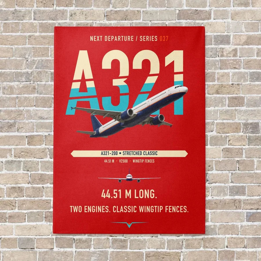 Airbus A321 vertical canvas print - no frame - red background