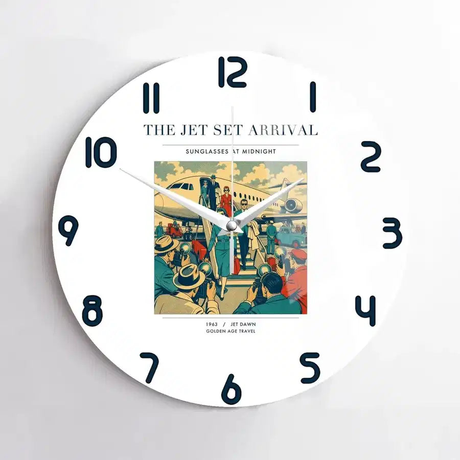 VINTAGE G4121 - The Jet Set Arrival - Designed Wall Clocks design on white no-frame