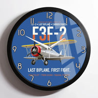 Thumbnail for F3F-2 Last Biplane First Fight design on blue framed wall clock