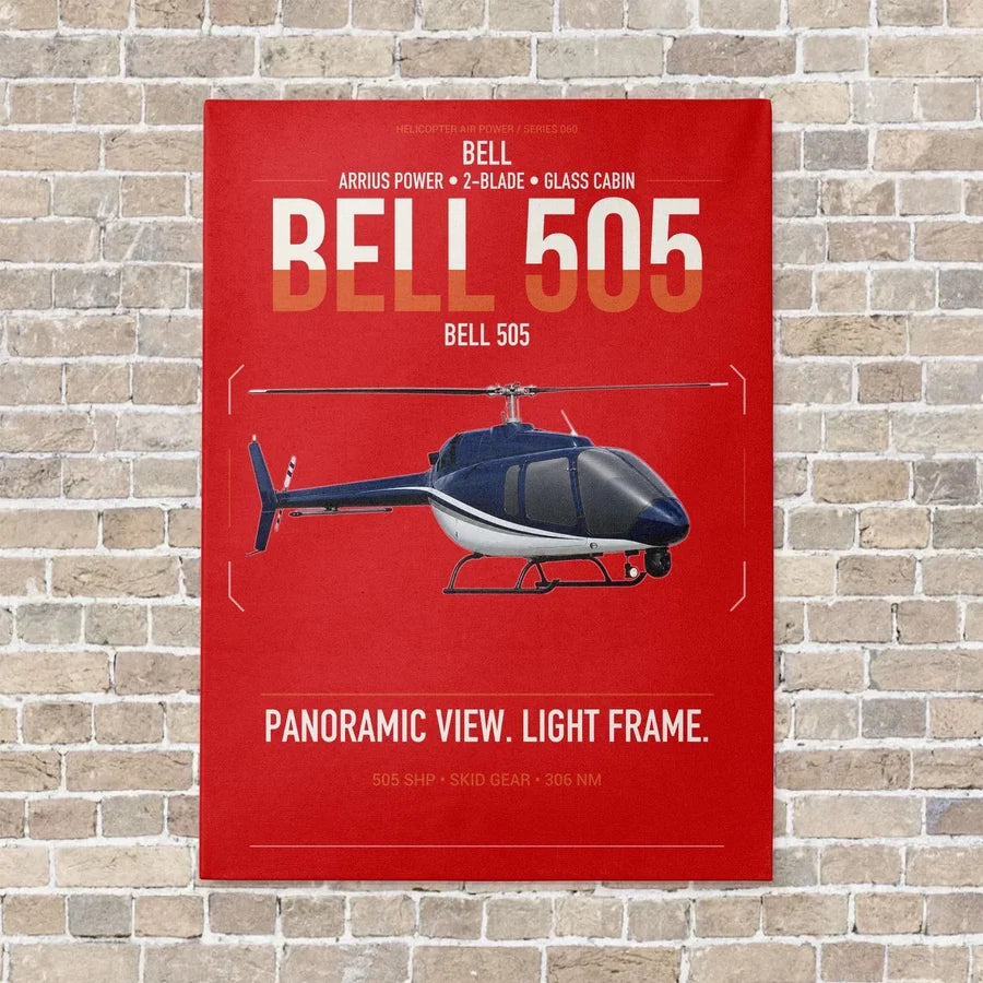 Bell 505 vertical canvas print - no frame - red background