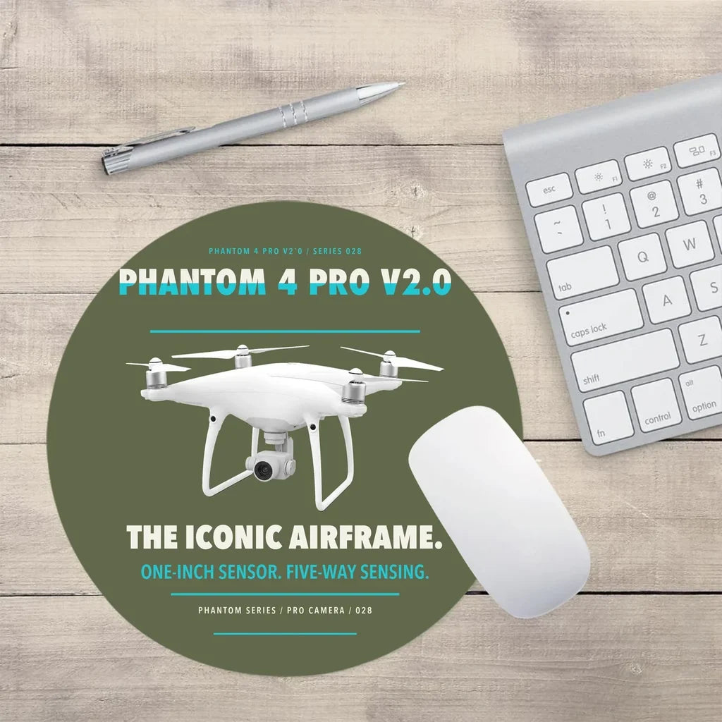 DJI Phantom 4 Pro V2.0 design on green army round mouse pad