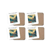 Thumbnail for The Cache Drop - Designed Coasters design on white 4-pieces-set