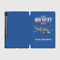 Thumbnail for Leonardo AW159 Wildcat HMA2 design on blue samsung tablet tablet case