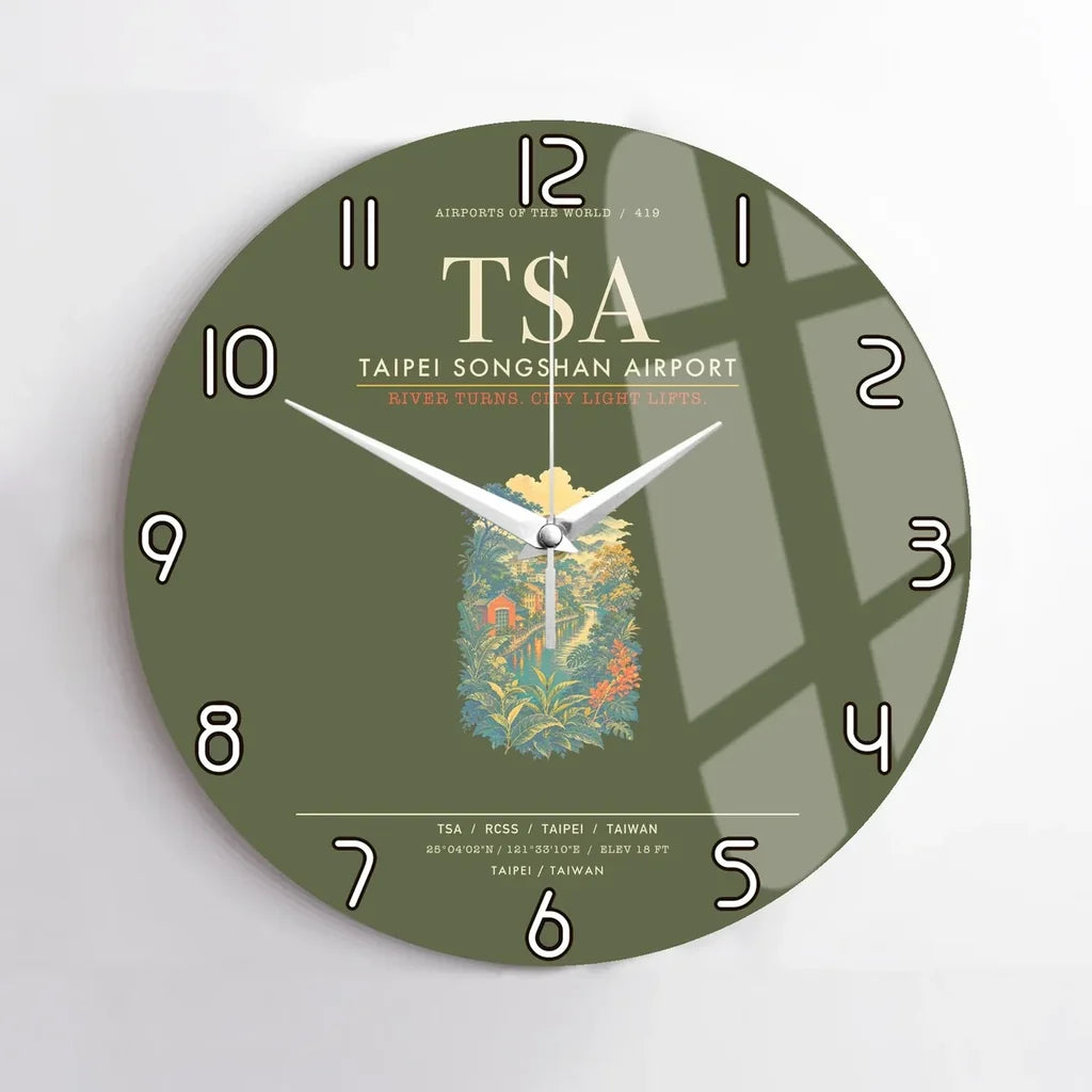 Taipei Songshan Airport TSA Wall-Clock No-Frame - Green Army