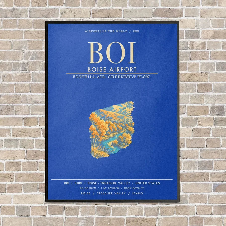 Boise Airport BOI - Canvas Framed - Blue